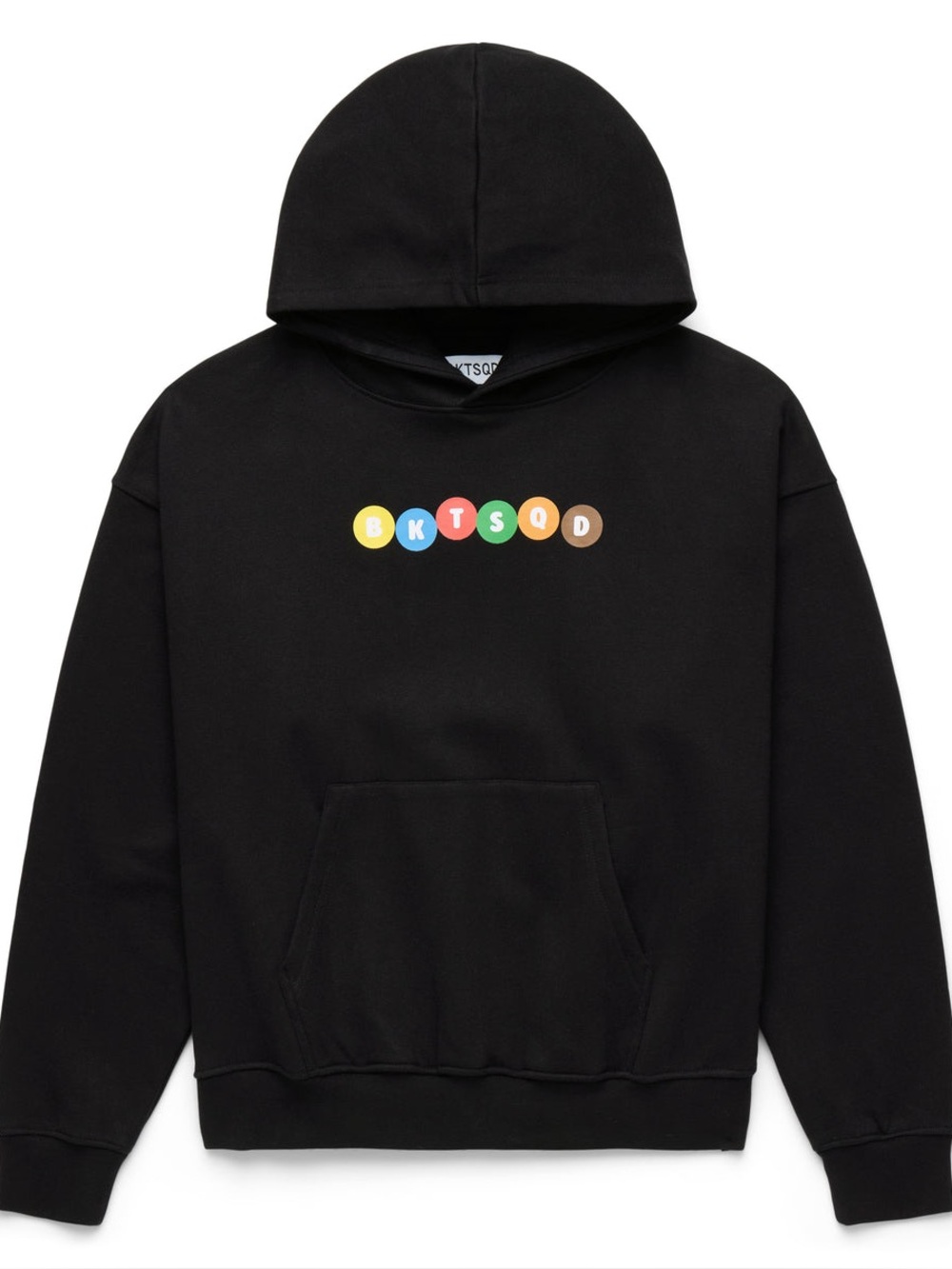 Black Pullover Hoodie with Multicolor Logo